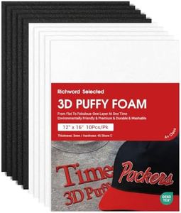 Richword Selected 3D Embroidery Puffy Foam 12"x16" 3MM - 10PCS (5White+5Black) for Caps, Jackets, Garments and More