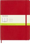 Moleskine Classic Notebook, Soft Cover, XL (7.5" x 9.5") Plain/Blank, Scarlet Red, 192 Pages