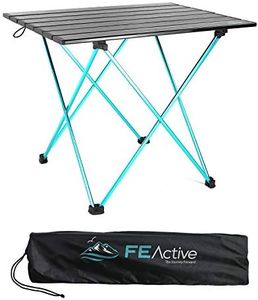 FE Active Camping Folding Table - Camping Table Compact, Sturdy, Lightweight, Portable Outdoor Aluminum Frame Furniture for Picnic, Beach, Hiking, Backpacking, Travel | Designed in California, USA