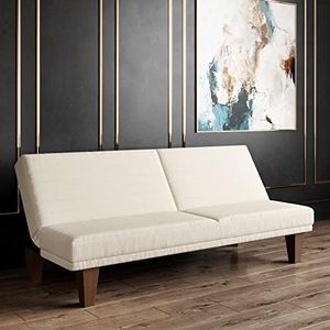 DHP Dillan 69 Inch Futon Sofa Bed, Modern Armless Upholstered Couch Sleeper with Tufted Back and Seat, Full, Tan