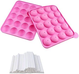 Zasiene Moule Cake Pop Moules à Pop Cake 20 Trous Kit Pop Cake avec 20 Bâtonnets de Sucette Moulle Silicone Sphere Sucette Chocolat Chaud pour Sucette Chocolat Gâteau Outils de Cuisson Bricolage