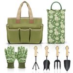 Colwelt Garden Tools Set, 8-Piece Heavy Duty Gardening Tools with Ergonomic Wooden Handle, Elegant Garden Tools Set with Thick Kneeling Pad, Ideal Gardening Gifts for Women