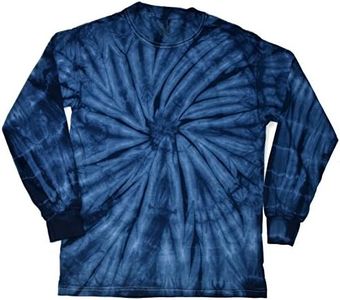 Colortone Youth & Adult Tie Dye Long Sleeve T-Shirt, Spider Navy, Medium