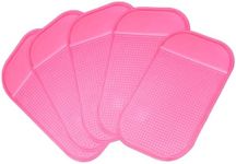 5PCS Car Dashboard Non Slip Mats, Washable Anti Slide Dash Sticky Pads for Phones Sunglasses Keys GPS, Car Accessories Interior, Universal Fit for Cars SUVs Boats (Pink)
