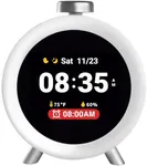 Dekala ChronoSense Alarm Clock for Bedroom w/Temperature Humidity, 7-Day Programmable 4 Alarms, 100dB Loud Gradual Alarm, IPS Screen Animation, Hourly Chime, White Noise Sound Machine, Ideal Gift