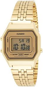 Casio LA680WGA-9D Gold Band Women's Digital Watch, Gold Dial, 33.5 × 28.6 × 8.6 mm