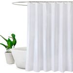 Extra Long Shower Curtains 180 x 210cm drop/72"x 84",Mildew Resistant Bathroom Curtain Shower Water Repellant,White