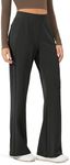 ODODOS Women's Modal Soft Mini Flared Pants with Pockets High Waist Pull-On Casual Lounge Pants-31 Inseam, Black, Small