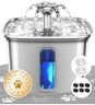 Veken Innovation Award Winner Stainless Steel Cat Water Fountain, 108oz/3.2L Automatic Pet Fountain Dog Water Dispenser with 6 Replacement Filters & Silicone Mat for Cats, Dogs, Multiple Pets (Silver)