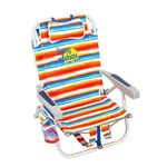 Deluxe Portable Backpack Beach Chair - Tommy Bahama Multicolour Striped Folding Chair, Sun Lounger Deck Chair with Card. Outdoor Chair for Beach, Camping, Picnics or Fishing