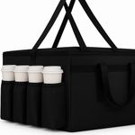 musbus Large Insulated Shopping Bag Thermal Bag Foldable Cooler Bag for Warm Delivery with Cold Cooling Function, Black-BTB1, 23" W * 14" D* 15" H, Thermotasche mit Becherhülle