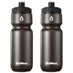 WEMEET 24oz Sport Squeeze Bottle, BPA Free, Leak Proof Mountain Bike Water Bottle with Capacity Scale, Fits Most Bike Cages, for Cycling, Gym, Camping, Hiking (Black, 2-Pack)