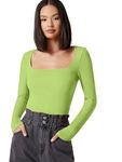 SAGIBO Women's & Girls' Solid Long Sleeve Top/T-Shirt Light Green