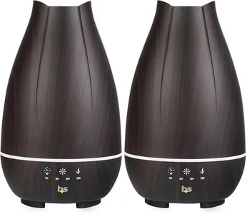 HealthSmart Essential Oil Diffuser, Cool Mist Humidifier and Aromatherapy Diffuser with 500ML Tank Ideal for Large Rooms, Adjustable Timer, Mist Mode and 7 LED Light Colors, Brown (Pack of 2)