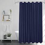 EurCross Navy Blue Shower Curtains Mould Proof Resistant Washable, Quick Dry Water-resistant Fabric Bathroom Shower Curtain 180 x 180cm Drop with 12 Plastic Hooks