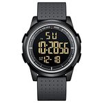 GOLDEN HOUR Ultra-Thin Minimalist Sports Waterproof Digital Watches Men with Wide-Angle Display Rubber Strap Wrist Watch for Men Women, resin/black, sports