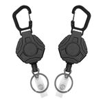 ZCOINS 2 Pack Retractable Keychain, Heavy Duty Carabiner Badge Holder, ID Badge Holder Reel with Steel Retractable Cord, Outdoor Automatic Retractable Wire Rope Tactical Keychain Accessories for Men