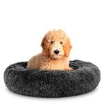 The Dog’s Bed Sound Sleep Donut Dog Bed, Large Steel Grey Plush Calming Nest Bed