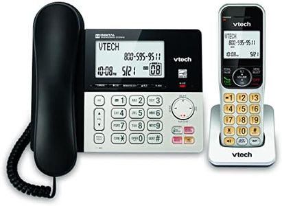 VTech VG208 DECT 6.0 Corded/Cordless Phone for Home with Answering Machine, Call Blocking, Caller ID, Large Backlit Display, Duplex Speakerphone, Intercom, Line-Power(Silver/Black)