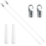 2 Pcs 17 inch Blind Wand, Vertical Blinds Replacement Parts with Hook and Grip, White Fiberglass Blind Tilt Wand, for Windows Curtain Door Shades Opener Accessory