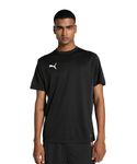 Puma Men's Solid Regular Fit T-Shirt (658636_Black-White-Flat Dark Gray