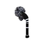 Scott Edward Golf Cover 1Pcs for Driver Fairway or Hybrid Knitted Elastic Yarn Double Layers Big Pom Protect Golf Head Perfect Match Golf Bags (Black White, HY)