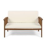 Christopher Knight Home 306038 Grace Outdoor Acacia Wood Loveseat, Brown Patina Finish and Cream