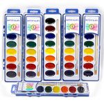 6 Set Watercolour Paint Pack with Wood Brushes 8 Colours Washable Water Colours Perfect for Kids Adults Parties Students Classroom Bulk by Color Swell