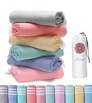 6 Packs Cotton Turkish Beach Towels Quick Dry Sand Free Soft Absorbent Extra Large XL Big Blanket Adult Oversized Bath Pool Swim Towel Set Bulk Multipack Lightweight Thin Sandless Fast Drying Compact