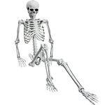 SUNREEK 5.4ft/165cm Halloween Skeleton Decoration, Full Body Skeleton with Movable Joints, Life Size Skeleton Halloween Decoration for Spooky Party Haunted House Props Decor