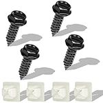 SAVITA 4 Sets License Plate Screws, Stainless Steel Number Plate Screws License Plate Fasteners with Nylon Inserts for Fastening License Plate Frames and Covers on Cars and Trucks (Black)