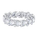 Ever Faith Women's Austrian Crystal Wedding Bridal Floral Tear Drop Elastic Stretch Bracelet Clear Silver-Tone