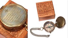 Nautical Art Home Thoreau's Go Confidently Quote Engraved Brass Compass with Carved Wooden Box | Brown Antique Brass Compass to Son, Father, Love, Sister, Colleague Baptism Gifts, Confirmation Gifts