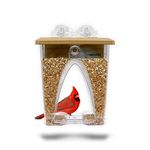 Roamwild Beautiful Arch Window Wild Bird Feeder with Huge 4LBS Capacity & Ultra Strong Dual Suction Technology for Outdoors with Drainage Holes & Window Protectors