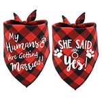 ASOCEA 2 Pcs Plaid Wedding Bandana, Dog Bandana, My Humans are Getting Married, Dog Engagement Announcement, Girl Boy Dog Bandanas Set, Dog Bibs for Medium Large Dogs Cats Pet