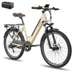 Fafrees F26 PRO Electric Bike, 26 inch Electric City Bicycle, 250W Motor, 36V/10Ah Battery, Unisex Adult Electric Mountain Bike, Shimano 7S, APP Controller, Range 40-70KM (Gold)