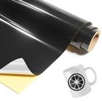 IROHTV Reflective Black Vinyl Permanent, Glossy Black Adhesive Vinyl Roll 12" x 4 FT Permanent Vinyl for Cricut Machines, Signs, Craft, Wall Stickers, Car Decals, Indoor, Outdoor Use