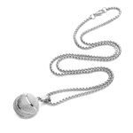 GAUEIOUR Basketball Necklace,Stainless Steel Necklace Jewelry Sports Pendant,Sporty Versatile Basketball Necklace Men's Hip Hop Personality Basketball Necklace(Silver)