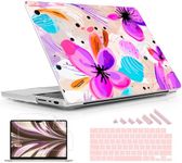 Lepeoac for MacBook Pro 16 inch Case 2021 2022 2023 Release A2991 M3 A2780 M2 A2485 M1 Pro/Max, [Sturdy Shockproof] Hard Shell Case with Screen Protector & Webcam Cover & Keyboard Cover, Trendy floral