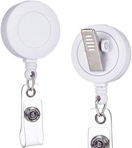 QREEL - 100 Pack - White Retractable ID Name Badge Holder Reels with Swivel Alligator Clip (White, 100 Pack)