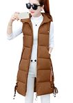 OMZIN Women's Winter Cotton Jacket Quilted Round Neck Waistcoat Lightweight Zipper Vest Turmeric S