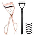 MAYCREATE® Eyelash Curler for Women Lash Curler Kit, Includes Metal Eyelashes Curler, Folding Separator Comb & 6 Replacement Rubber Refill Pads Combo Kit