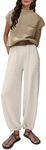 Ailoqing Two Piece Outfits for Women Sweater Vest and High Waisted Pants Lounge Sets, White, Medium