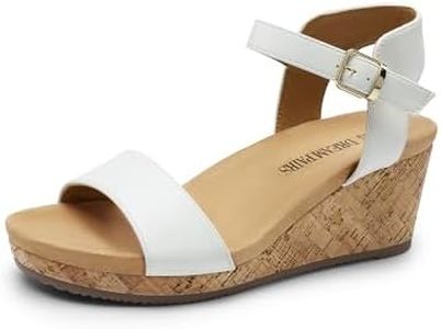 DREAM PAIRS Women White Pu Open Toe Buckle Ankle Strap Platform Wedge Sandal -White/Pu - 11