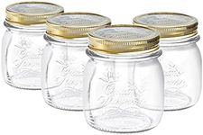 Bormioli Rocco 4x Clear 250ml Quattro Stagioni Glass Preserving Jars - Airtight Screw Lids Storage Canning Mason Jam Preserve Container Set