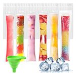 150 Pieces Disposable Ice Mold Bags - DIY Ice Pop Molds Bags with Foldable Funnel BPA Free Zip-Top Ice Popsicle Pouch for Yogurt,Ice Candy or Freeze Pops Comes With A Funnel