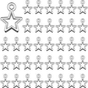 Hicarer 150 Pieces Star Charms Pentagram Silver Plated Pendant Tibetan Mini Star Dangle Charms for Charms DIY Bracelets Necklace Jewelry Making Craft Supplies, alloy