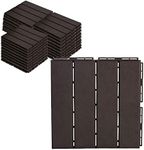 ASTEROUTDOOR Interlocking Deck Tiles Plastic Waterproof Outdoor Flooring 12" x 12" for Patio Garden Deck Poolside Indoor Outdoor, 27 pcs, Brown