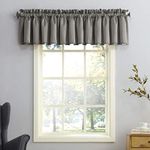 Sun Zero Barrow Energy Efficient Rod Pocket Curtain Valance, 54" x 18", Steel Gray