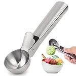 Ice Cream Scoop, Stainless Steel Ice Cream Scooper, Ice Cream Scoops with Trigger and Handle Perfect for Frozen Yogurt, Gelatos, Sundaes